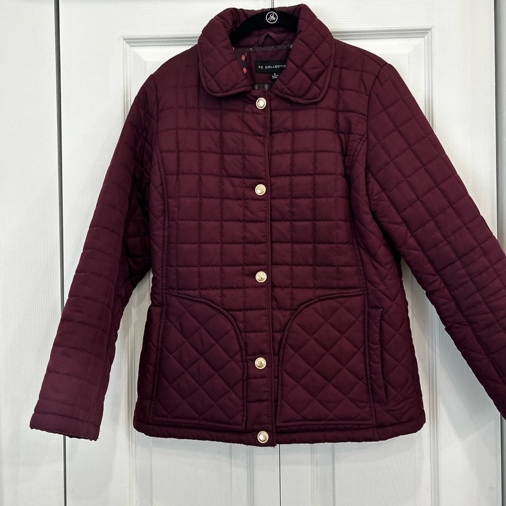 Women's Quilted Puffer Jacket in Burgundy